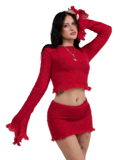 RED KNITTED SET
