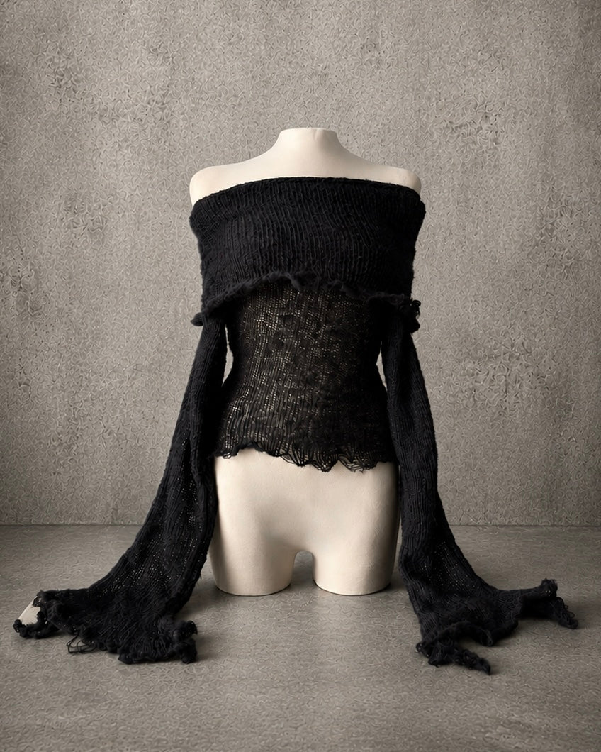 OFF-SHOULDER BLACK SWEATER