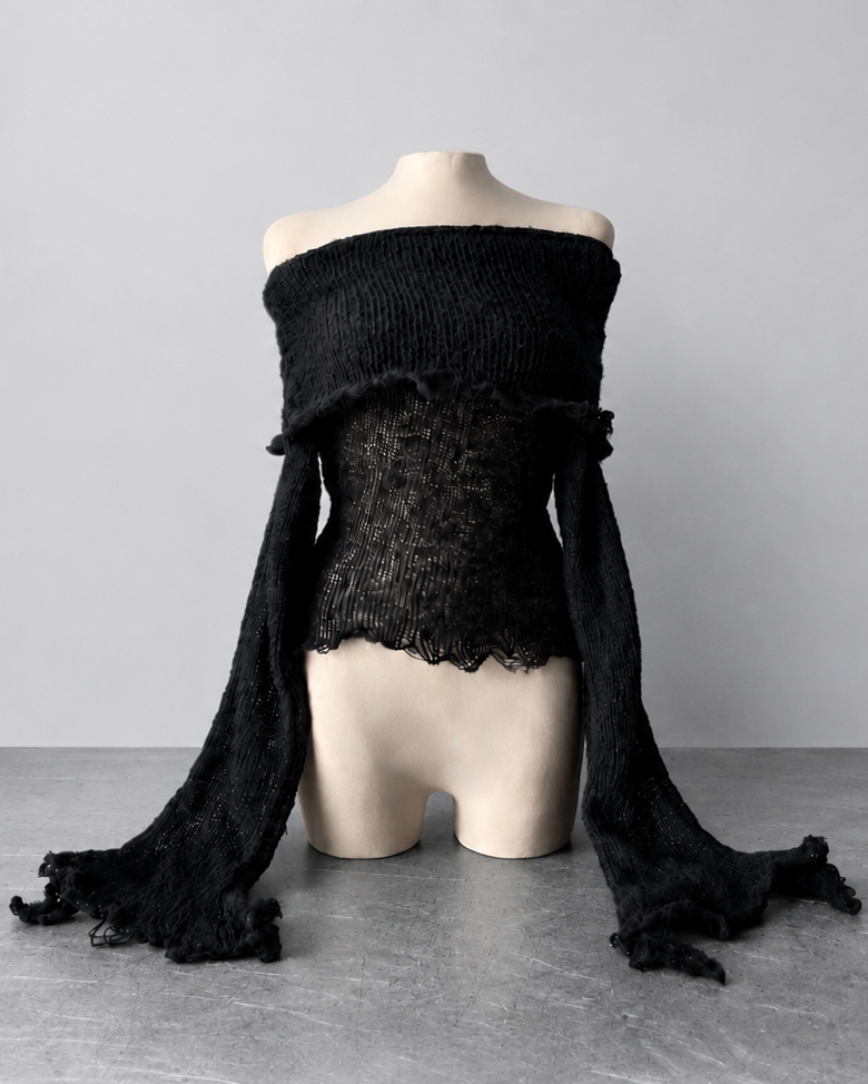 OFF-SHOULDER BLACK SWEATER