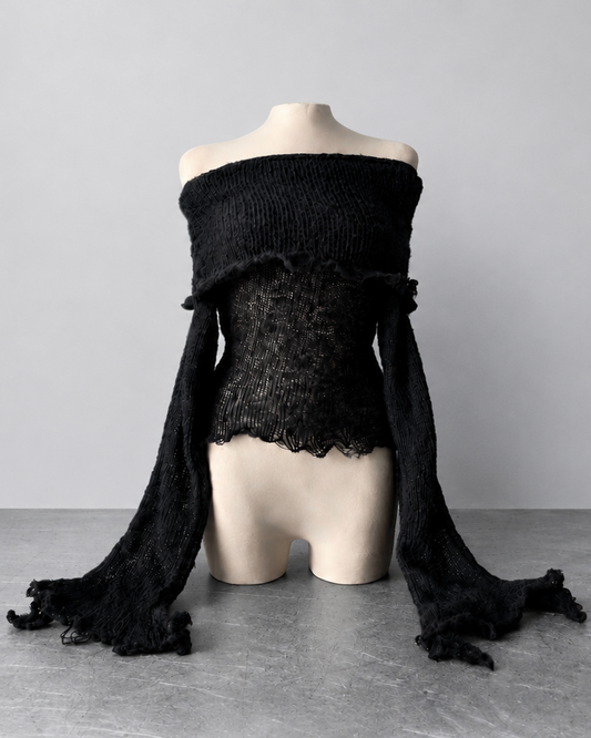 OFF-SHOULDER BLACK SWEATER
