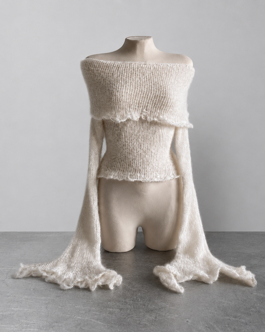 OFF-SHOULDER BEIGE SWEATER